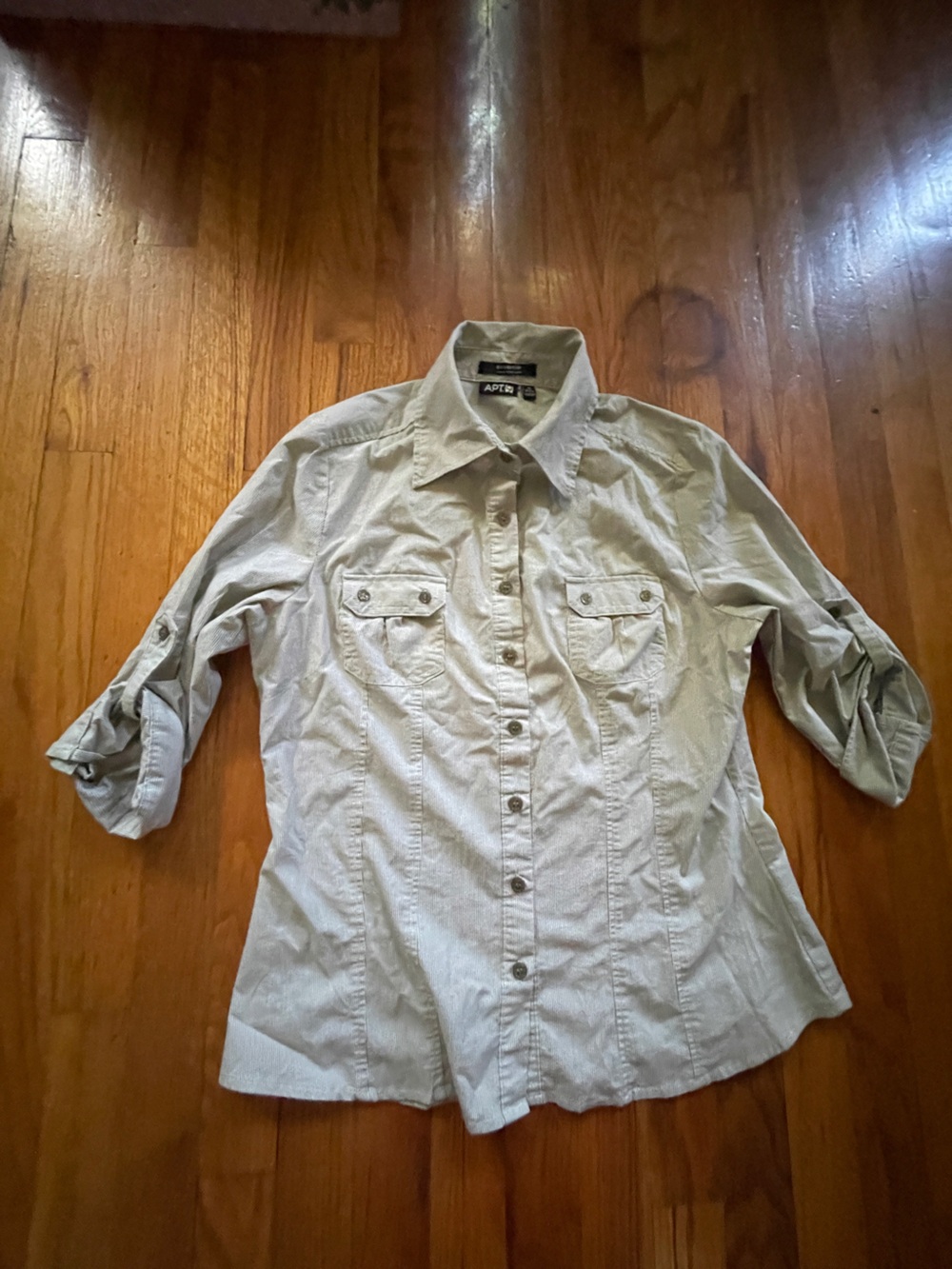 Apt. 9 Light Gray and White Striped Essential Shirt